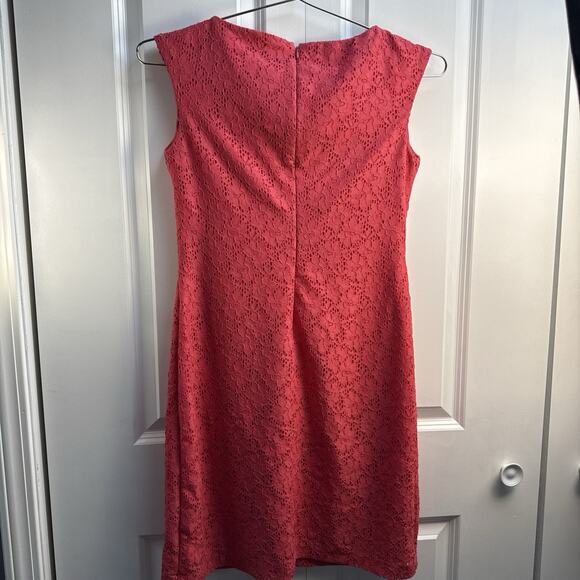 Chaps Women's Pink Sheath Floral Lace Sleeveless Back Zip Dress Size 8‎ - Picture 5 of 11